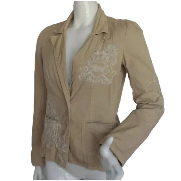 Johnny Was Blazer Womens S Embroidered Paradise Crest Carved buttons Bohemian - Picture 3 of 14